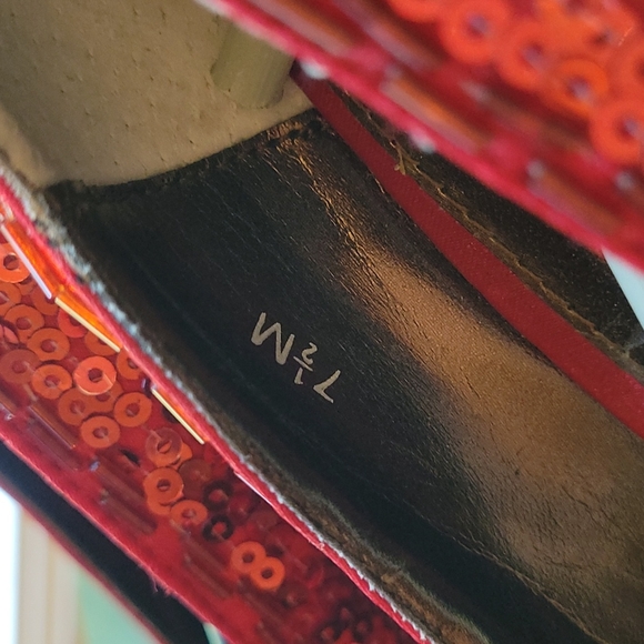 Stefani Collection Red Sequin Shoes Heels Pumps 7.5 - Picture 4 of 7